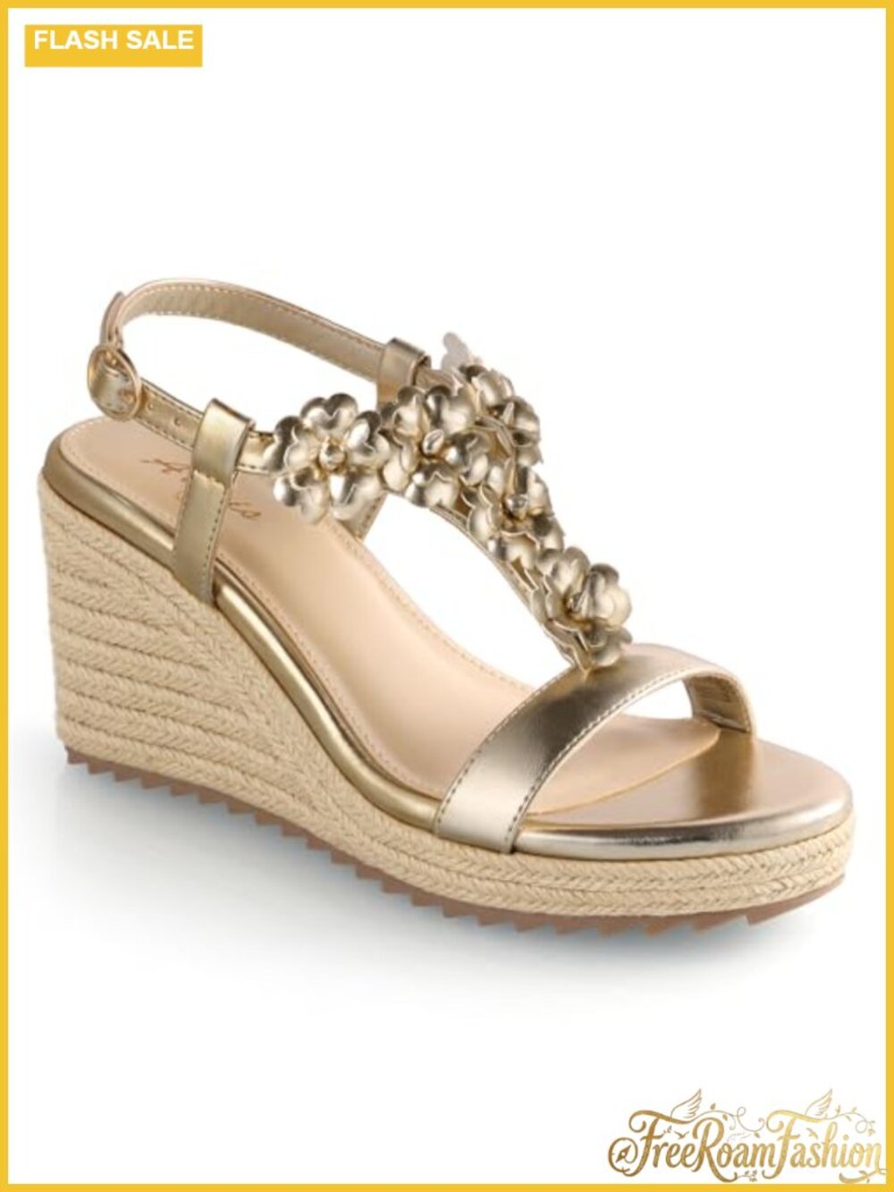Womens Espadrille Wedge Sandals Flower T Strap Open Toe High Heel